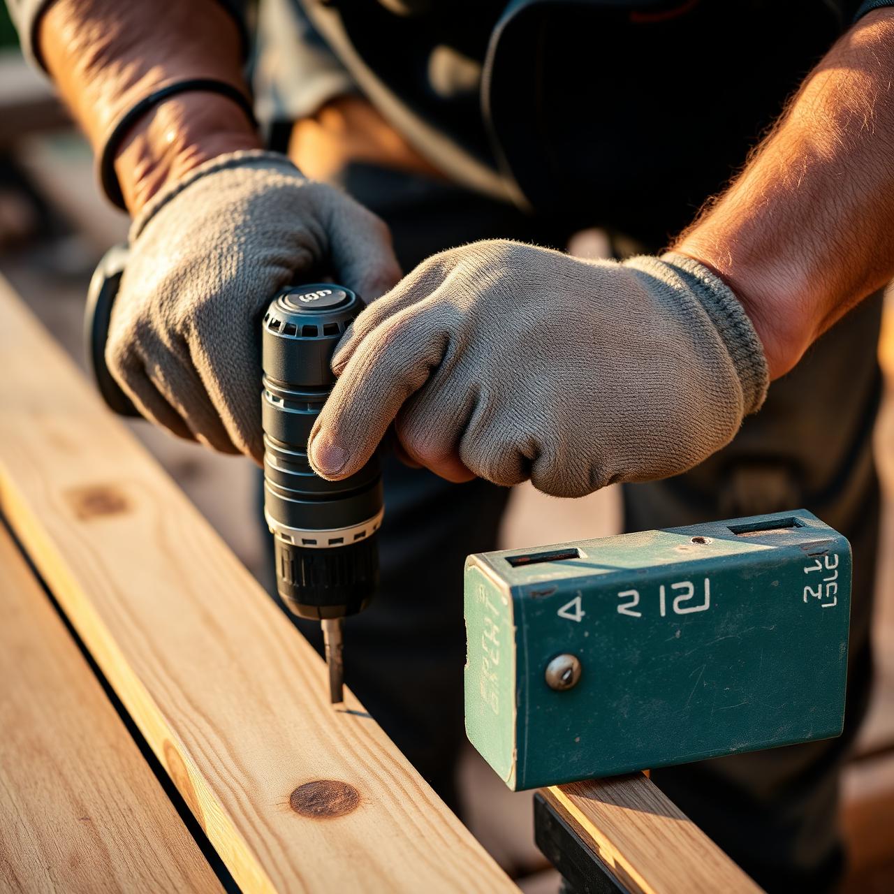 Carpenter installing deck framing in Louisville, Kentucky