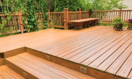 Multi-level wood deck installation in Jeffersontown, KY